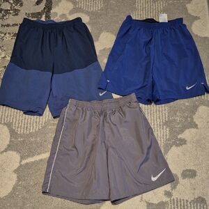 3 Men's Nike Blue and Gray Athletic Shorts For Running Small